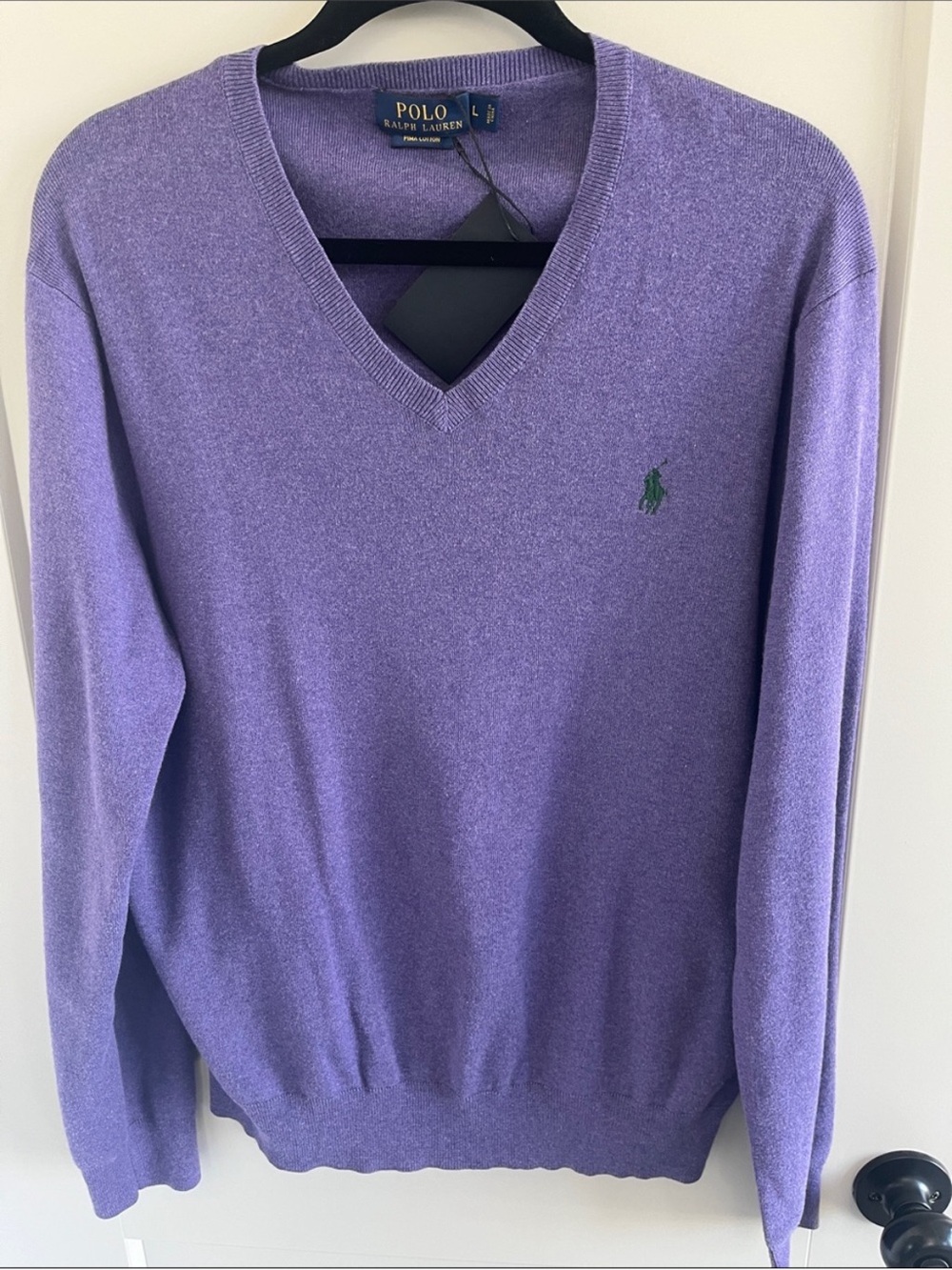 Polo by Ralph Lauren Purple V-Neck Sweater large like new condition